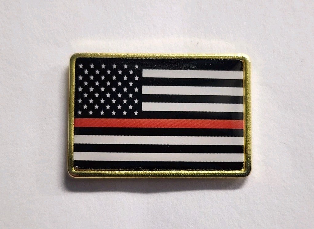 Thin Red Line USA Flag LAPEL PIN Support Firefighters *USA MADE* Fire Department0