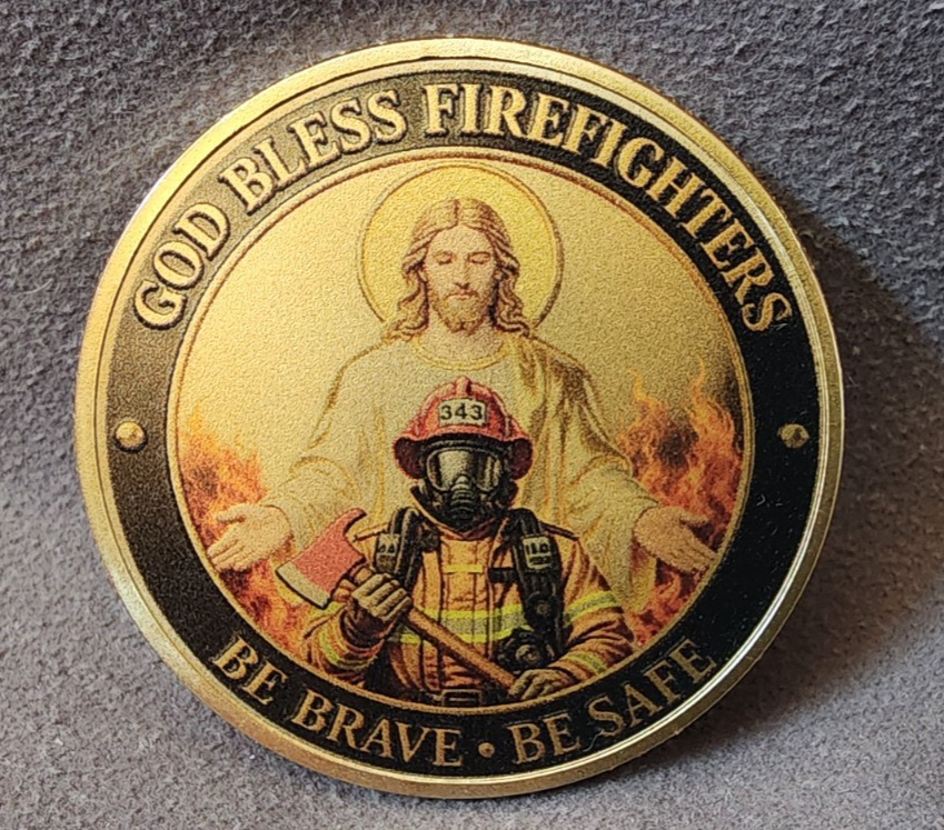 God Bless Firefighters In The Fire We Trust Brave Collectible Coin SHIPS IN USA0