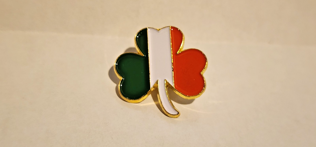 Set Of Two Four (Green/Gold) Leaf and Three (Flag Colors) Leaf Clover Lapel Pins6