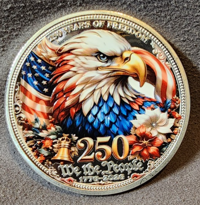 250TH ANNIVERSARY Patriotic American Bald Eagle 1776-2026 USA COMEMMORITIVE COIN1