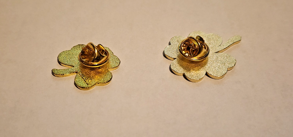 Set Of Two Four (Green/Gold) Leaf and Three (Flag Colors) Leaf Clover Lapel Pins4