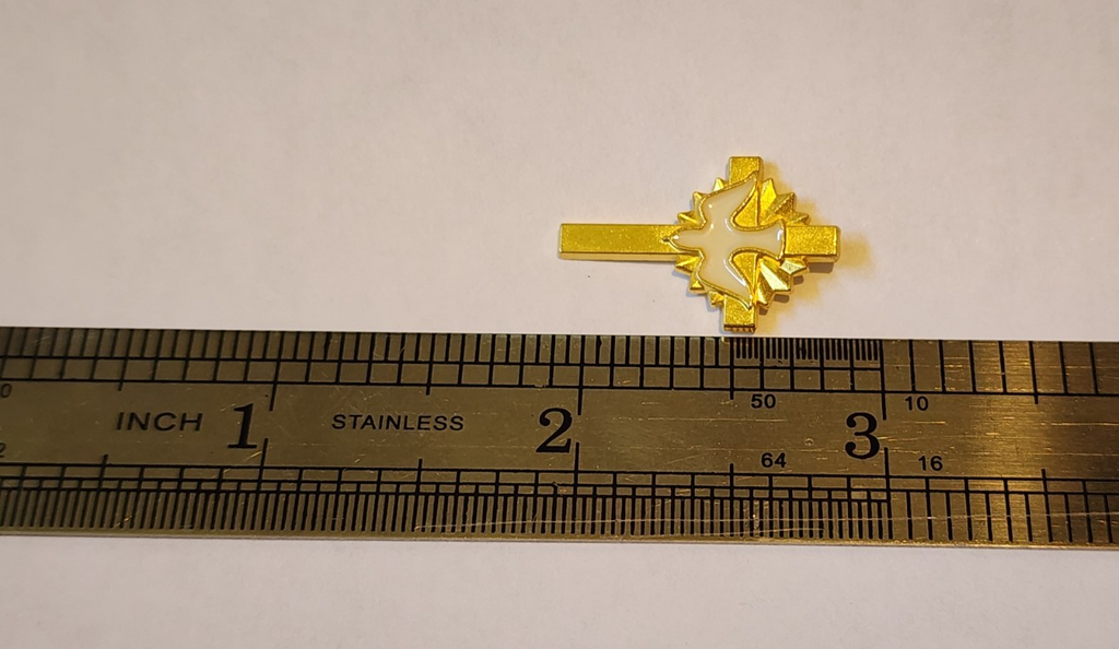Gold Toned Christian Cross Crucifix with White Dove Lapel Brooch Hat Pin Small3