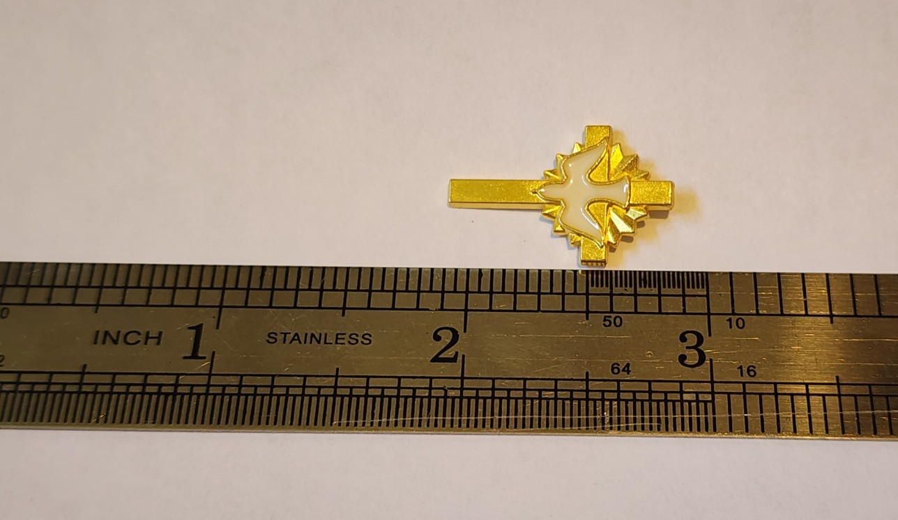 Gold Toned Christian Cross Crucifix with White Dove Lapel Brooch Hat Pin Small3