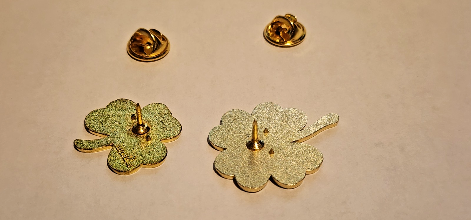 Set Of Two Four (Green/Gold) Leaf and Three (Flag Colors) Leaf Clover Lapel Pins3