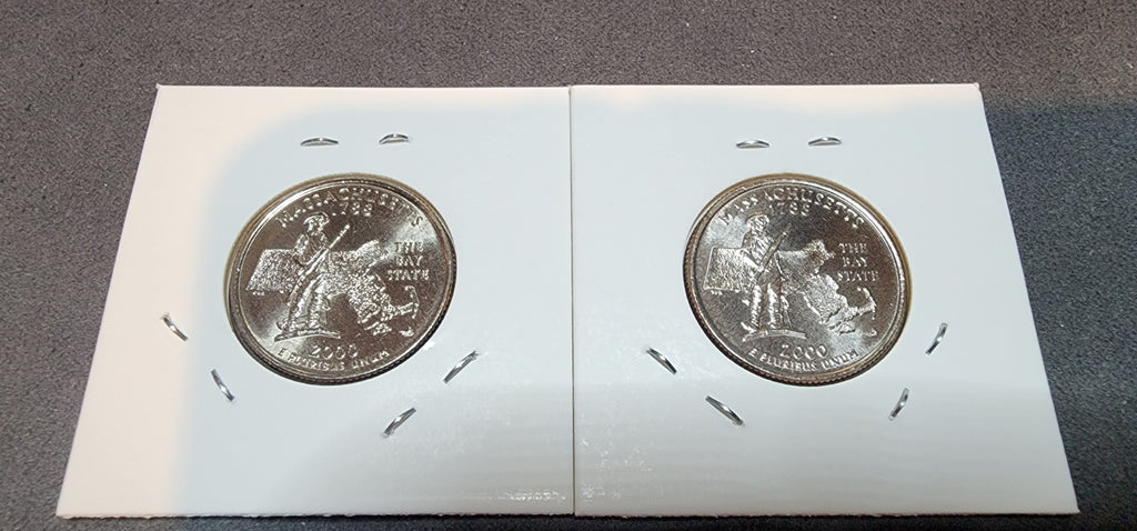 2000 P D State Quarter Massachusetts BU 2 Coin Set CN-Clad1
