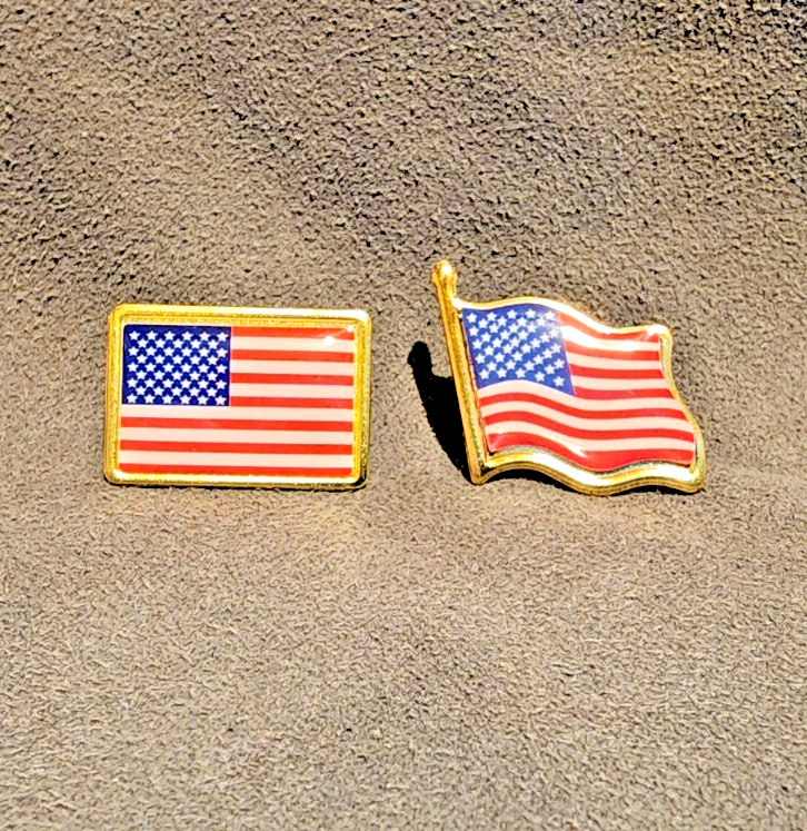 Set Of One Each American Waving/Rectangle Flag Patriotic Lapel/Brooch/Hat Pins0