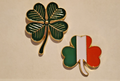 Set Of Two Four (Green/Gold) Leaf and Three (Flag Colors) Leaf Clover Lapel Pins0