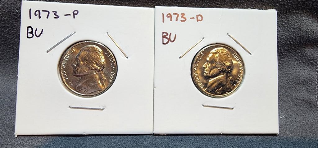 1973 P D Jefferson Nickel BU Pulled From Mint Set0