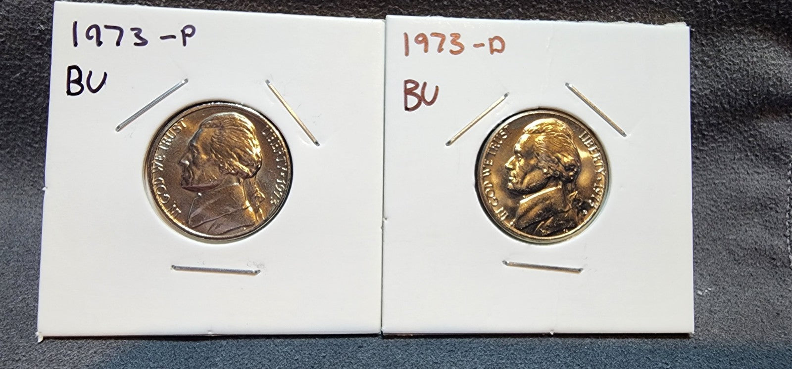 1973 P D Jefferson Nickel BU Pulled From Mint Set0