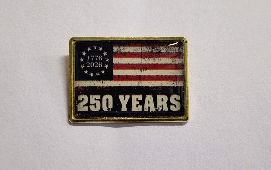 1776-2026 250 Years Betsy Ross Rectangle Flag Lapel Brooch Hat Pin0