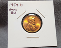 1958 D GEM BU Lincoln Wheat Cent Red Shiny UNCIRCULATED Coin0