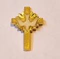 Gold Toned Christian Cross Crucifix with White Dove Lapel Brooch Hat Pin Small0