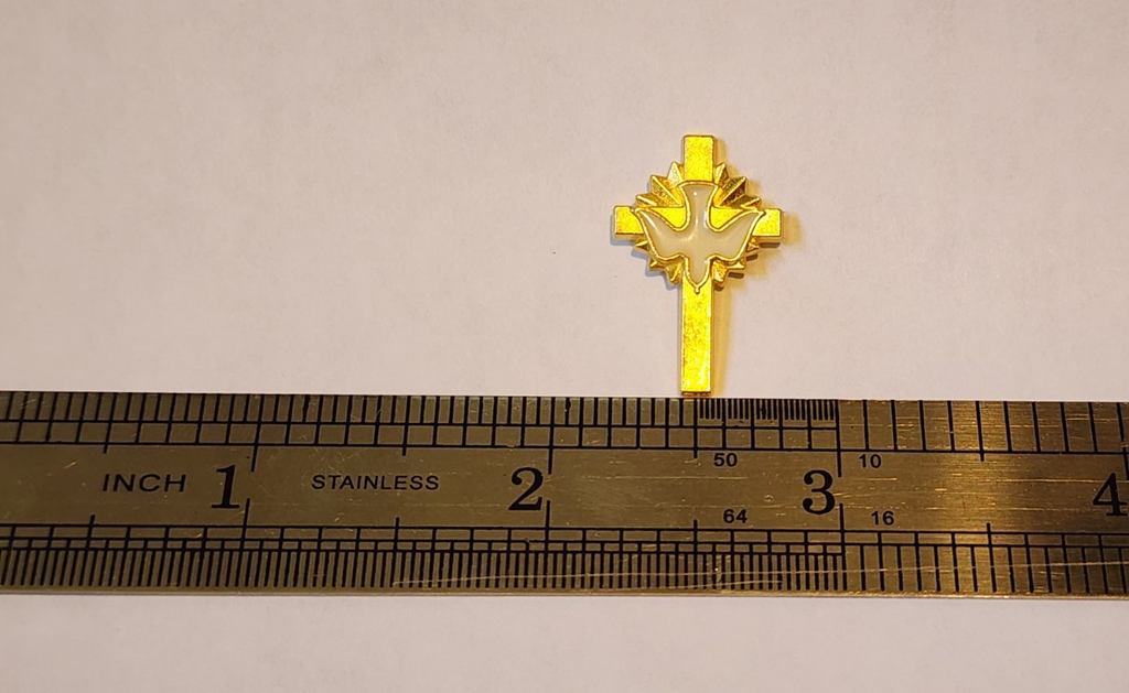 Gold Toned Christian Cross Crucifix with White Dove Lapel Brooch Hat Pin Small2