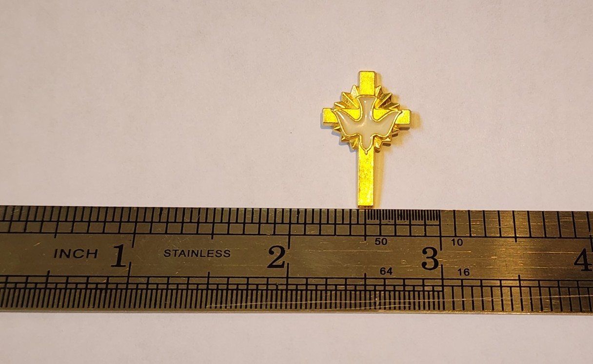 Gold Toned Christian Cross Crucifix with White Dove Lapel Brooch Hat Pin Small2