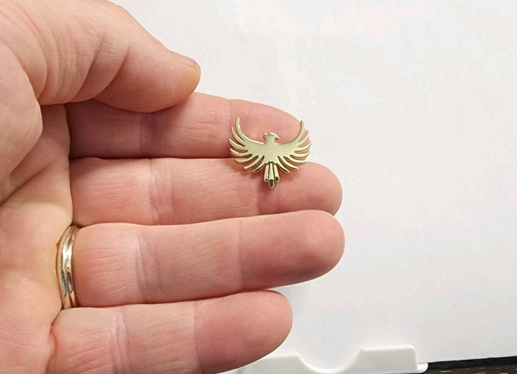 Gold Toned Flying Phoenix Lapel Brooch Hat Pin1