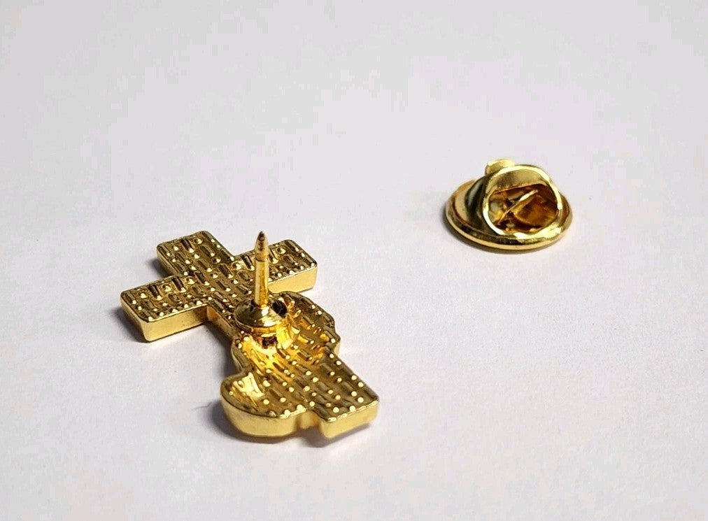 Praying hands over Whitencross Lapel Pin2