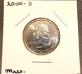 2000 D Massachusetts State Quarter - BU - Uncirculated - From Mint Set0