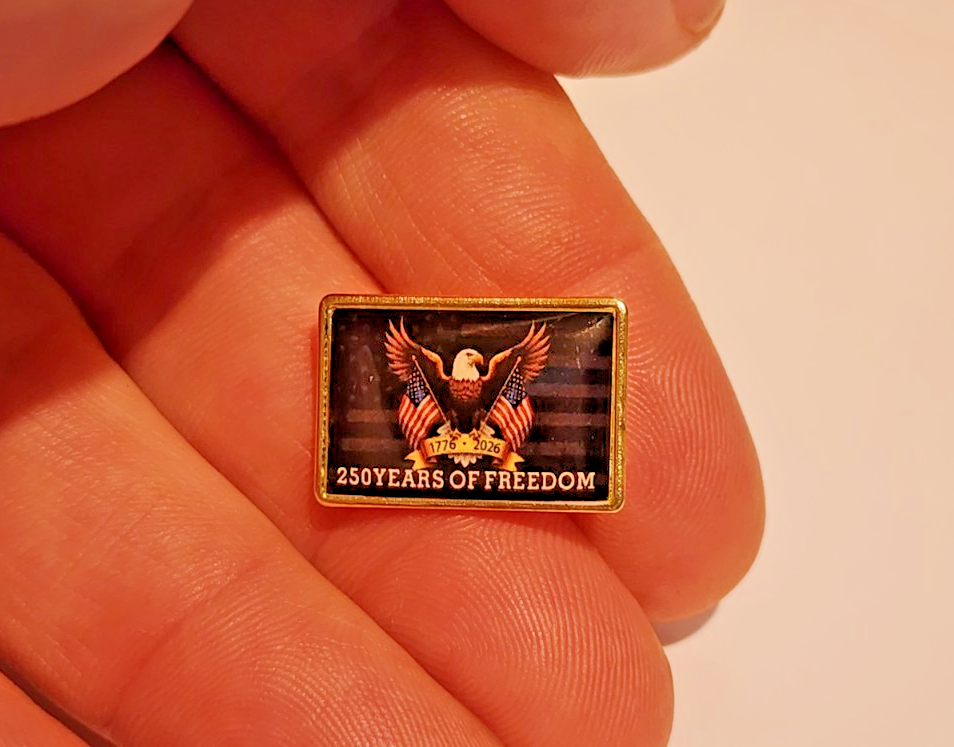 250 Years Of Freedom 1776-2026 Anniversary Bald Eagle Patriotic Lapel Brooch Pin1