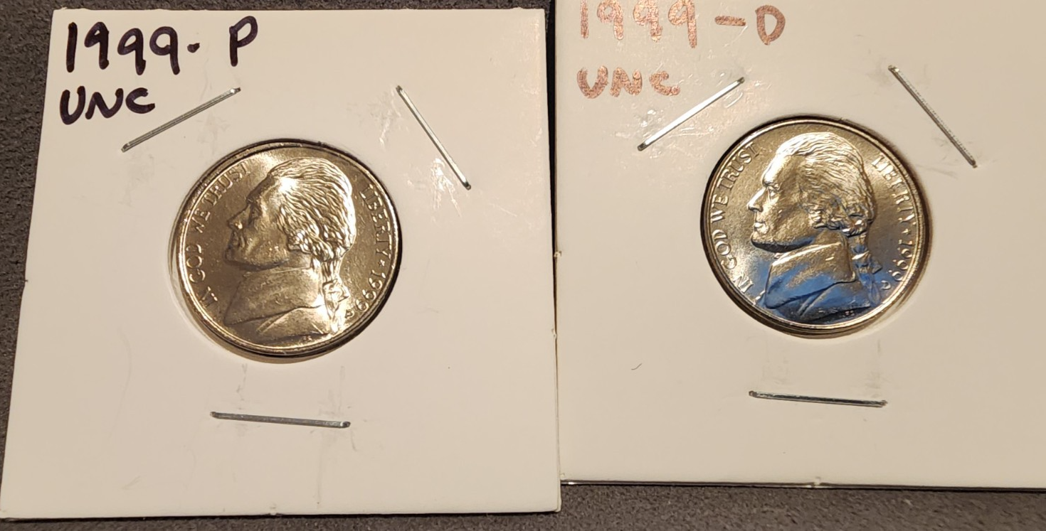 1999 P D  JEFFERSON NICKEL BU UNCIRCULATED FROM MINT SET0