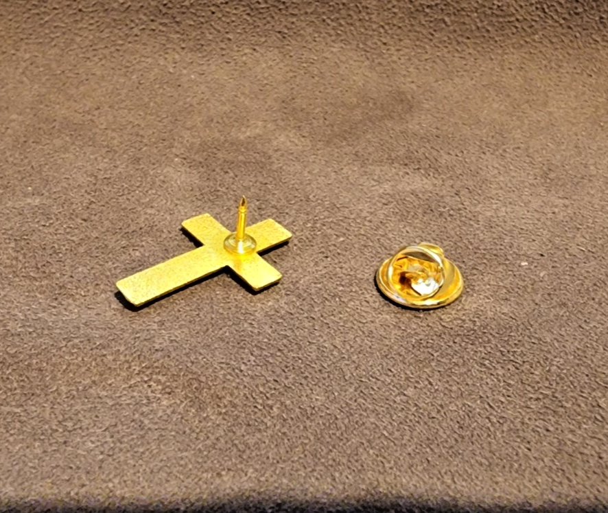 Gold Toned Christian Crucifix Cross Lapel Brooch Hat Pin2