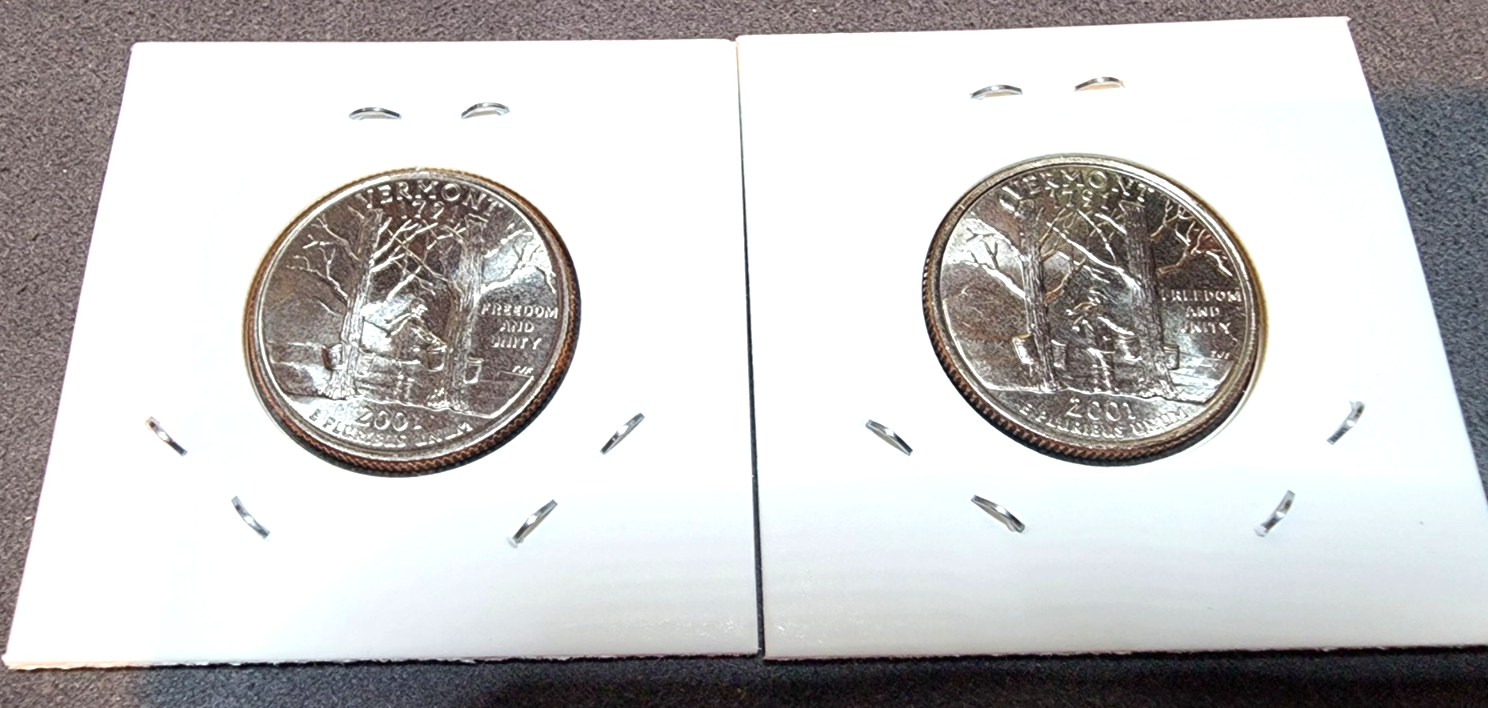 2001 P D Vermont Washington Quarter BU Uncirculated From Mint Set1