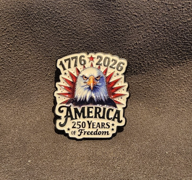 America 250 Years of Freedom 1776-2026 Patriotic Bald Eagle Lapel Brooch Hat Pin0