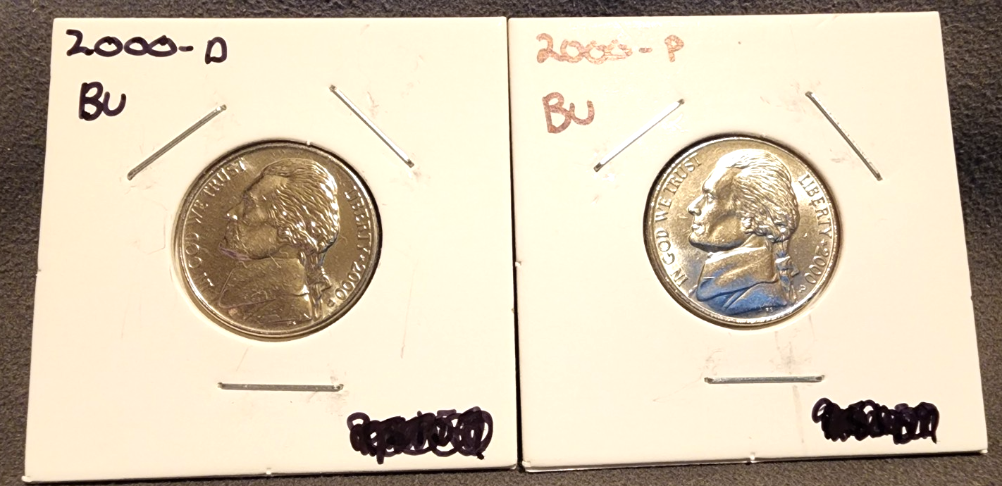 2000 P D Jefferson Nickel BU Uncirculated Pulled From Mint Set0