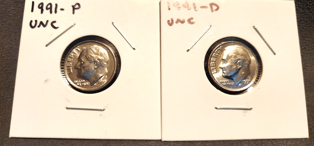 1991 P D Roosevelt Dime BU Uncirculated Pulled From Mint Set0