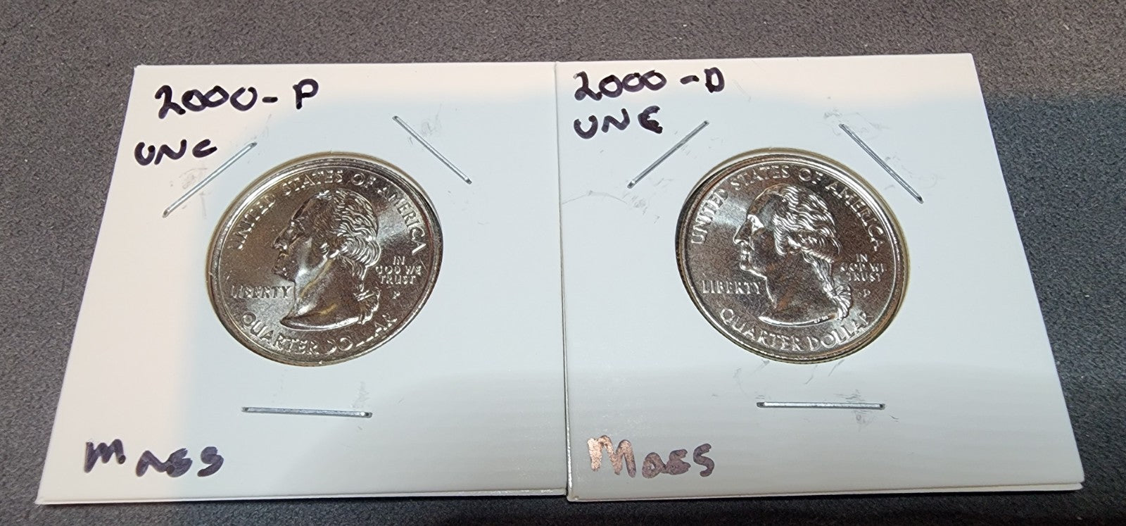 2000 P D State Quarter Massachusetts BU 2 Coin Set CN-Clad0