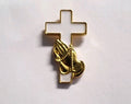 Praying hands over Whitencross Lapel Pin0