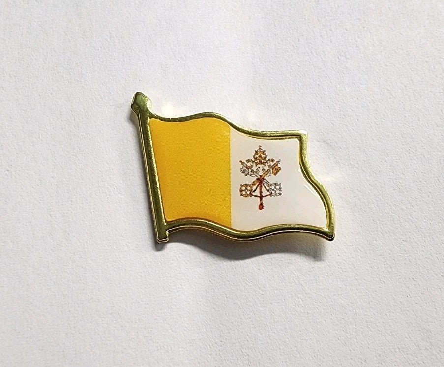 Vatican Flag Rome Catholic Lapel Brooch Hat Pin0