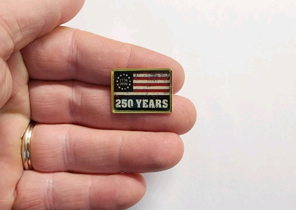 1776-2026 250 Years Betsy Ross Rectangle Flag Lapel Brooch Hat Pin1