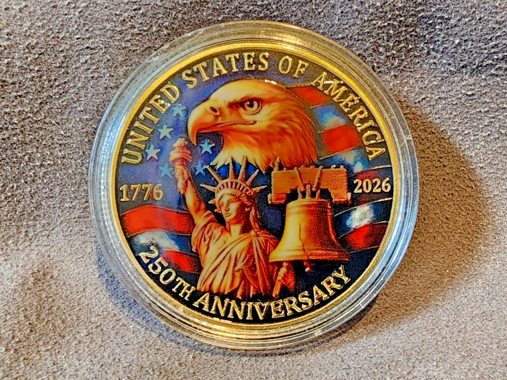 250th USA Anniversary Collectible Coin W/Statue Of Liberty/Eagle SHIPS FROM USA3