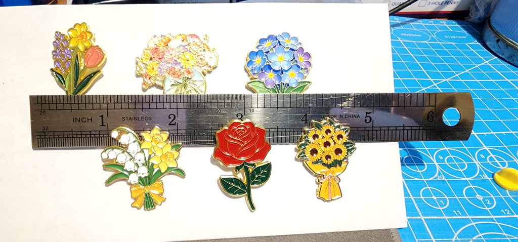 Set Of six various colorful flower Lapel Brooch Hat pins